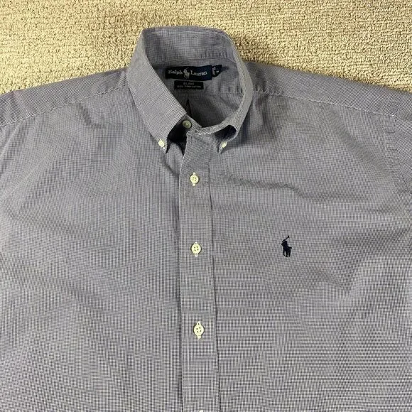Polo Ralph Lauren Blake Plaid Button Down Shirt Blue White Men’s Size Large - Picture 2 of 8